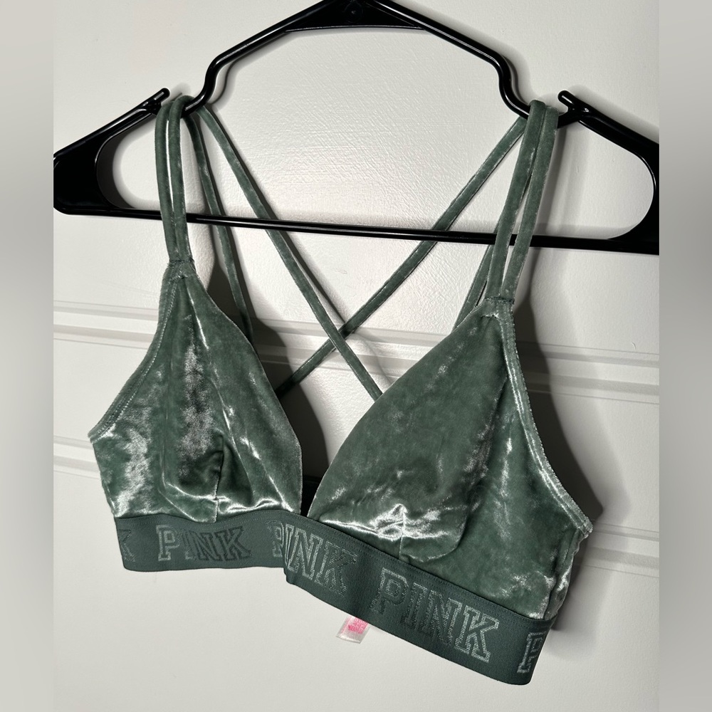 Green velvet bralette